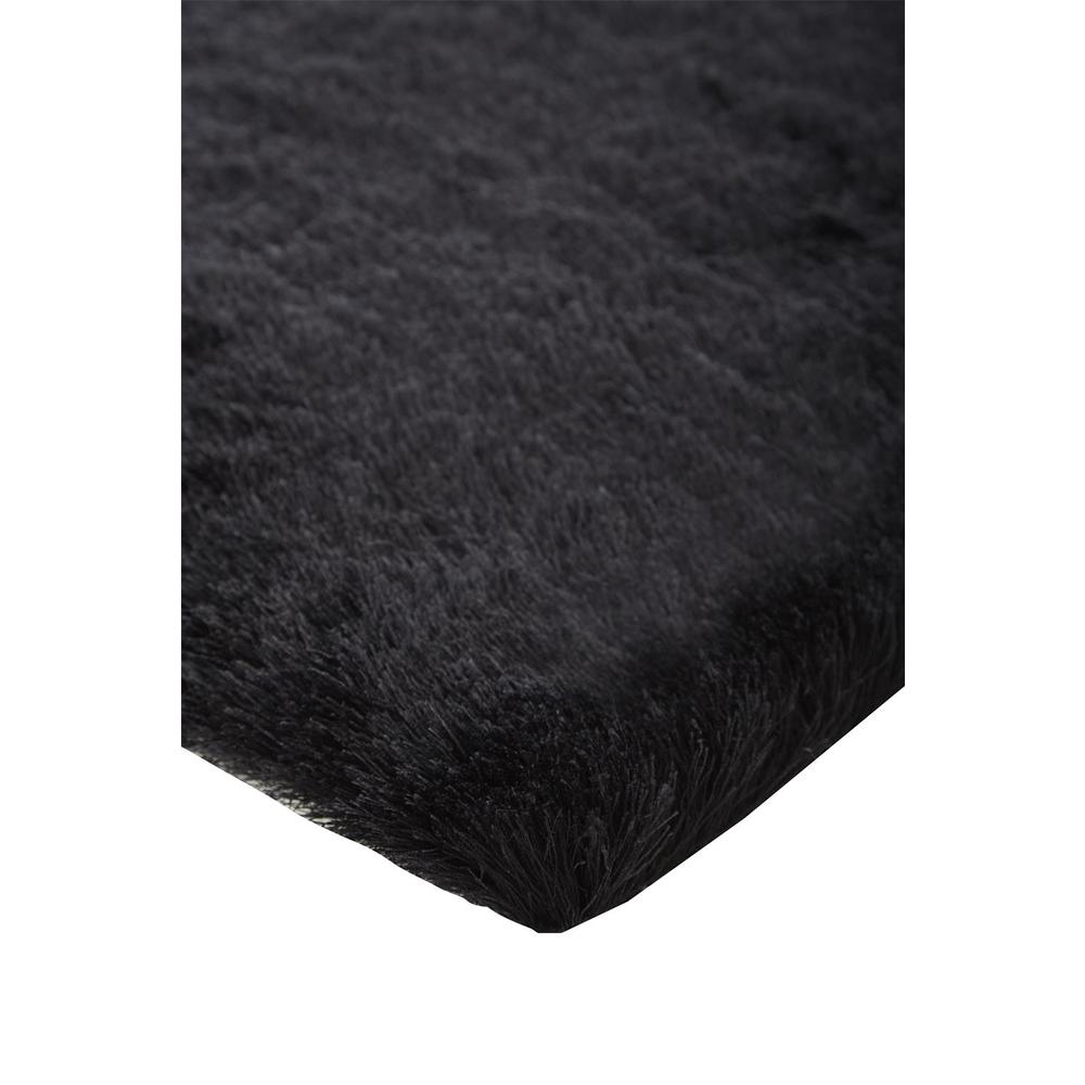 Indochine Plush Shag Rug with Metallic Sheen, Noir Black, 2ft x 3ft-4in Accent Rug, 4944550FBLK000A25