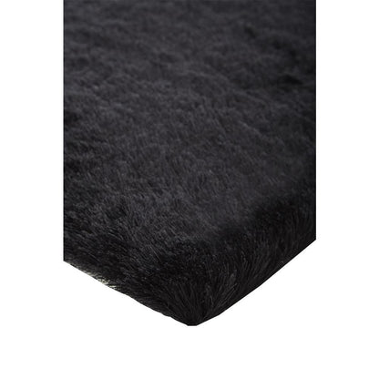 Indochine Plush Shag Rug with Metallic Sheen, Noir Black, 2ft x 3ft-4in Accent Rug, 4944550FBLK000A25