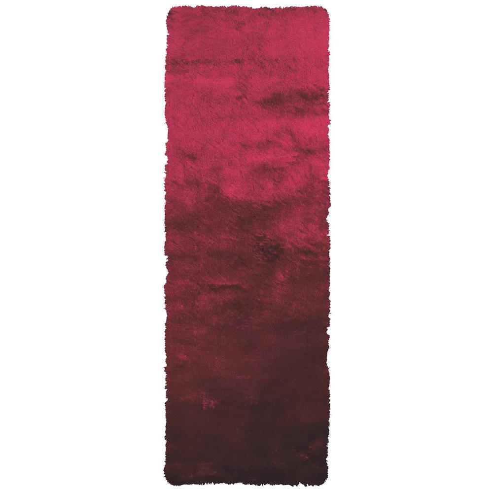 Indochine Plush Shag Rug with Metallic Sheen, Cranberry Red, 2ft-6in x 6ft, Runner, 4944550FCBY000I26