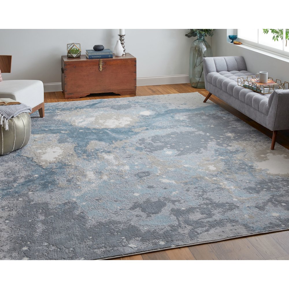 Astra Transitional Abstract, Blue/Gray, 10' x 13'-2" Area Rug