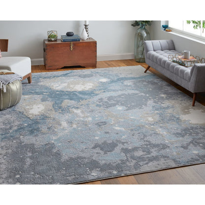 Astra Transitional Abstract, Blue/Gray, 10' x 13'-2" Area Rug
