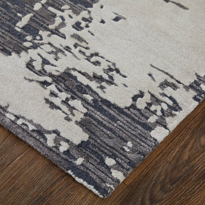 Zarah Modern Abstract, Ivory/Gray/Blue, 5' x 8' Area Rug