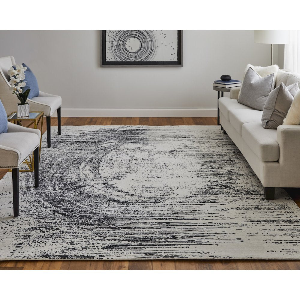 Coda Modern Abstract, Black/White, 8' x 10' Area Rug