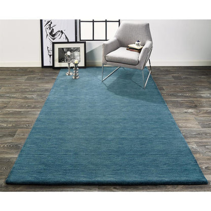 Luna Hand Woven Marled Wool Rug, Teal Blue/Green, 9ft-6in x 13ft-6in Area Rug, 5798049FTEL000H50