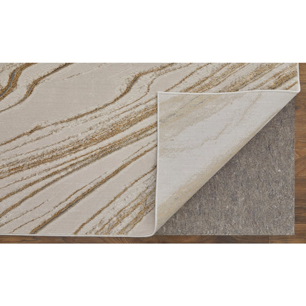 Aura Modern Abstract, Ivory/Taupe/Gold, 9'-2" x 12' Area Rug