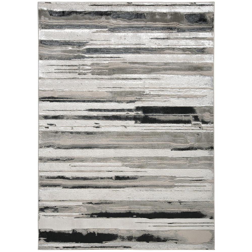 Micah Modern Metallic Gradient Rug, Silver/Black, 6ft - 7in x 9ft - 6in Area Rug, 6943049FSLV000F05