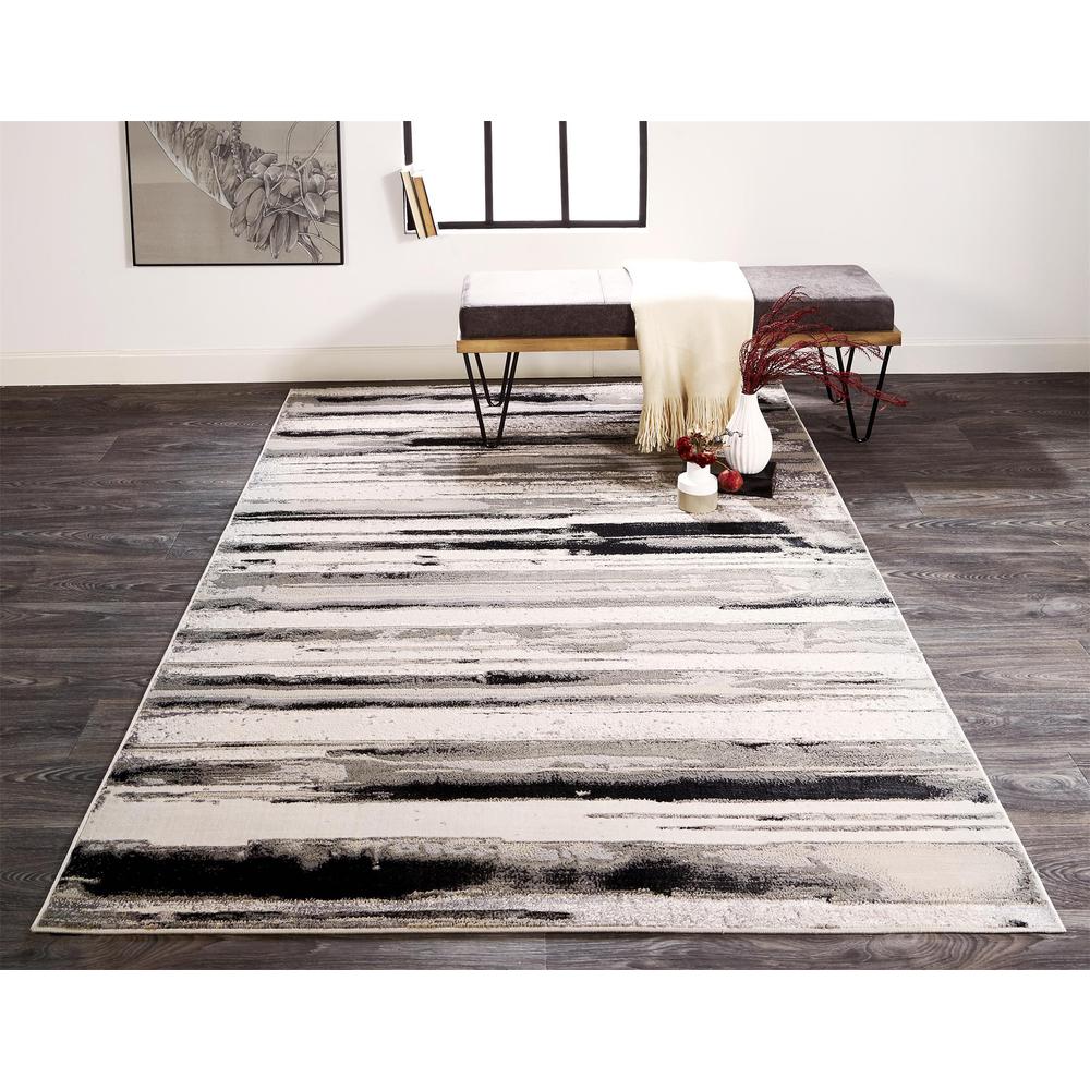 Micah Modern Metallic Gradient Rug, Silver/Black, 6ft - 7in x 9ft - 6in Area Rug, 6943049FSLV000F05