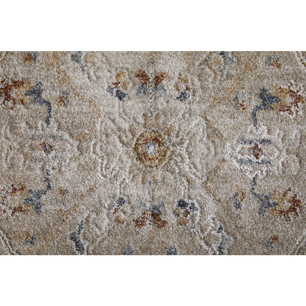 Pasha Transitional Distressed, Taupe/Ivory/Blue, 6'-7" x 9'-6" Area Rug