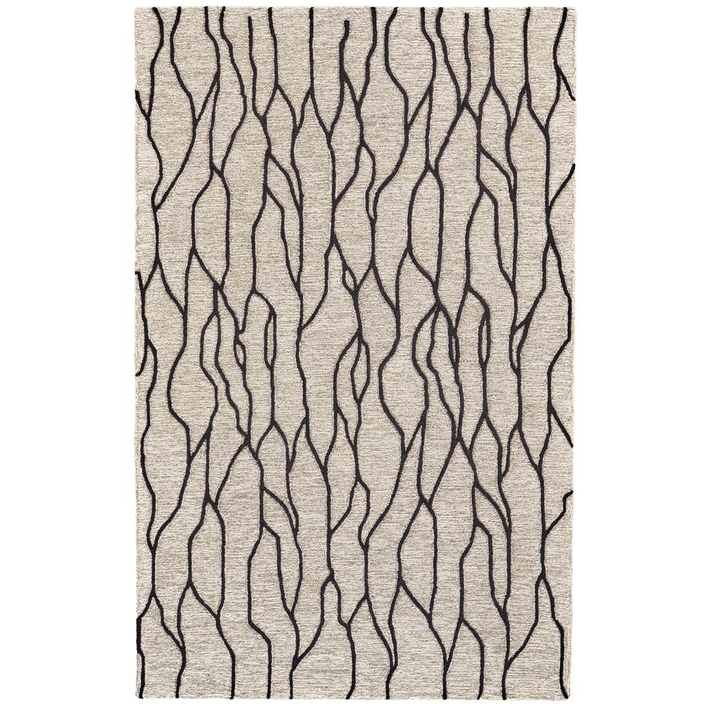 Enzo Minimalist Abstract Wool Area Rug, Warm Taupe/Black, 9ft-6in x 13ft-6in, 7428734FBLKTPEH50