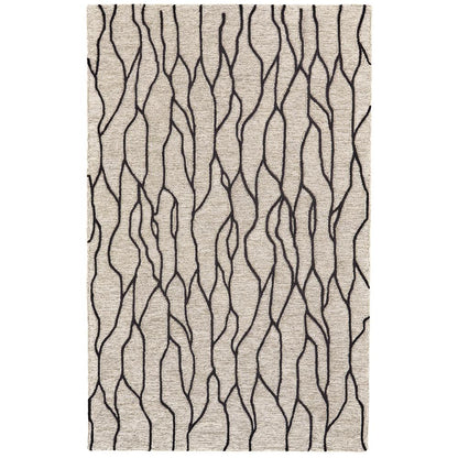 Enzo Minimalist Abstract Wool Area Rug, Warm Taupe/Black, 9ft-6in x 13ft-6in, 7428734FBLKTPEH50