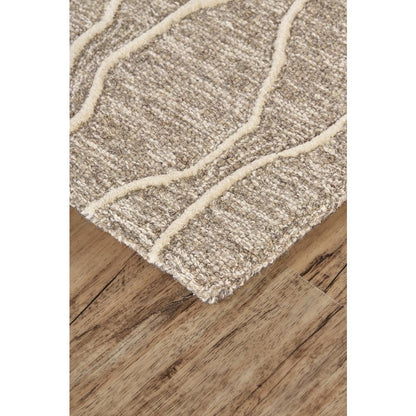 Enzo Minimalist Abstract Wool Rug, Warm Taupe/Ivory, 8ft x 11ft Area Rug, 7428734FIVYGRYG99