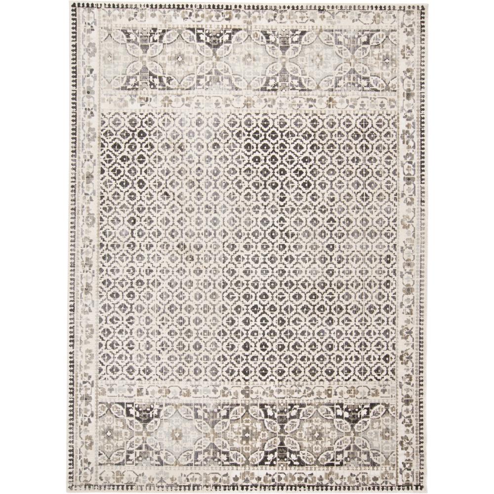 Kano Distressed Geometric Floral Area Rug, Gray/Ivory, 6ft-7in x 9ft-6in, 8643874FGRYIVYF05