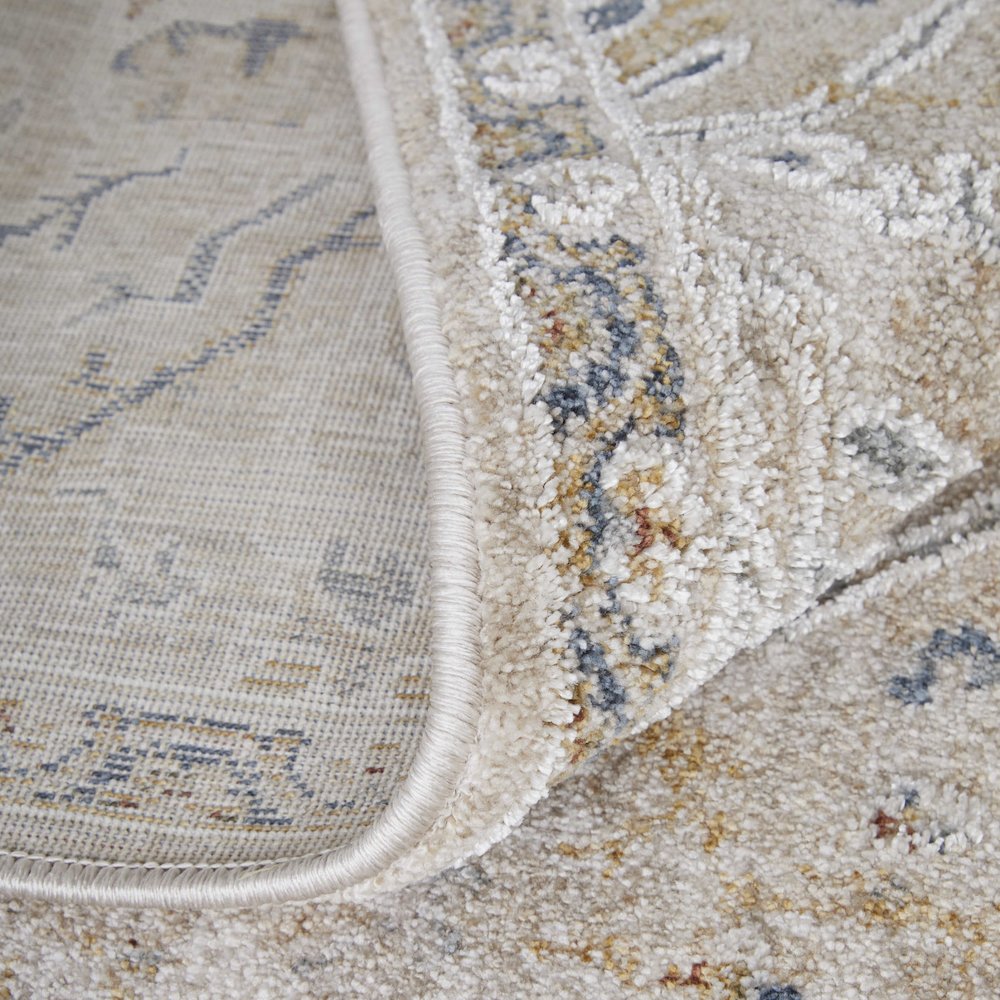 Pasha Transitional Distressed, Taupe/Ivory/Blue, 6'-7" x 9'-6" Area Rug