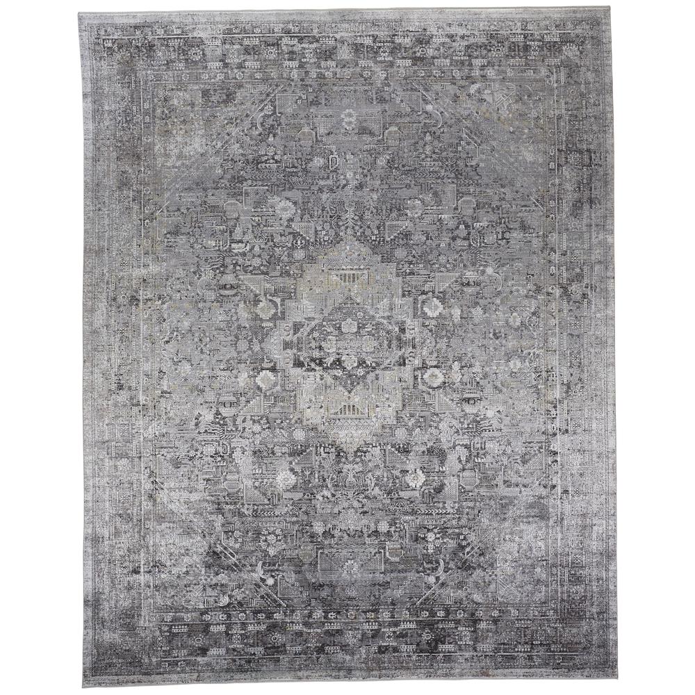 Sarrant Vintage Space-Dyed Area Rug, Opal Gray/Blue Silver, 6ft-7in x 9ft-10in, 9193966FGRY000F06
