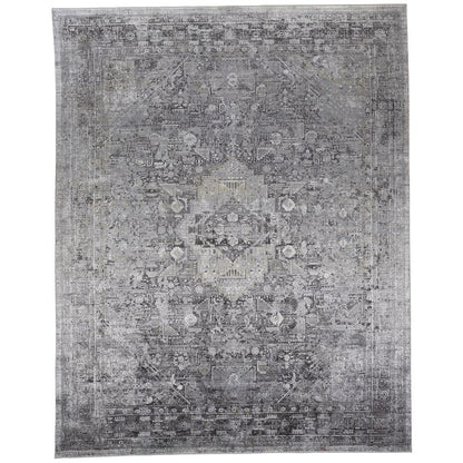 Sarrant Vintage Space-Dyed Area Rug, Opal Gray/Blue Silver, 6ft-7in x 9ft-10in, 9193966FGRY000F06