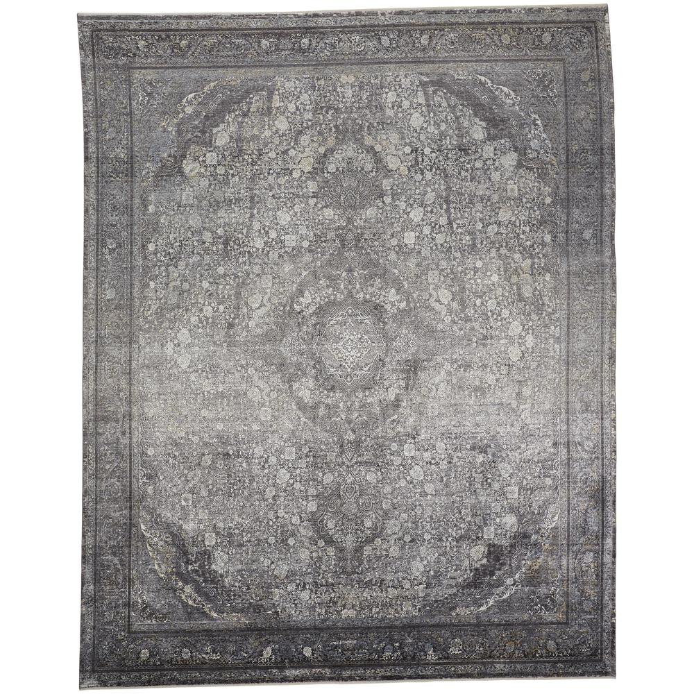 Sarrant Vintage Space-Dyed Rug, Charcoal Gray, 6ft - 7in x 9ft - 10in Area Rug, 9193967FCHL000F06