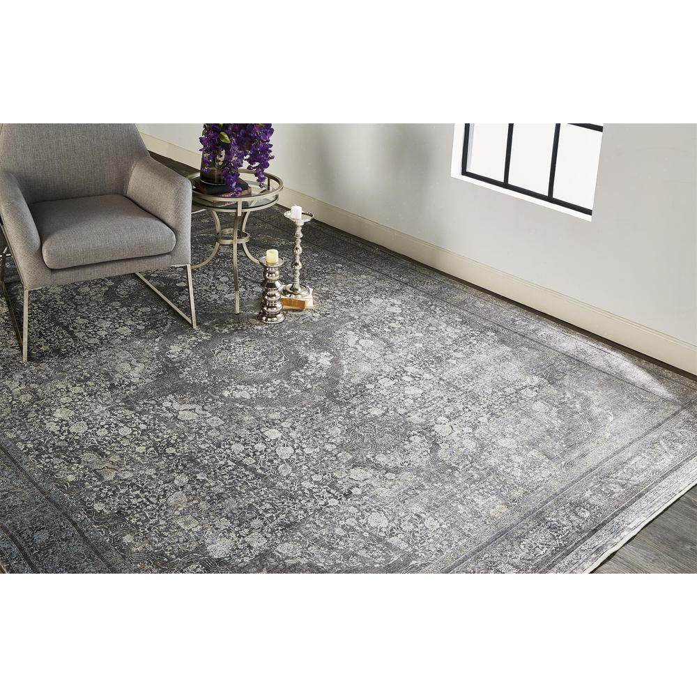 Sarrant Vintage Space-Dyed Rug, Charcoal Gray, 6ft - 7in x 9ft - 10in Area Rug, 9193967FCHL000F06