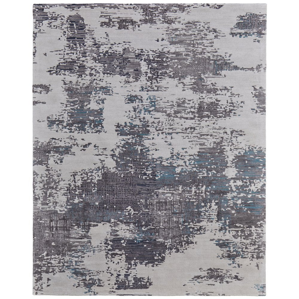Zarah Modern Abstract, Ivory/Gray/Blue, 5' x 8' Area Rug