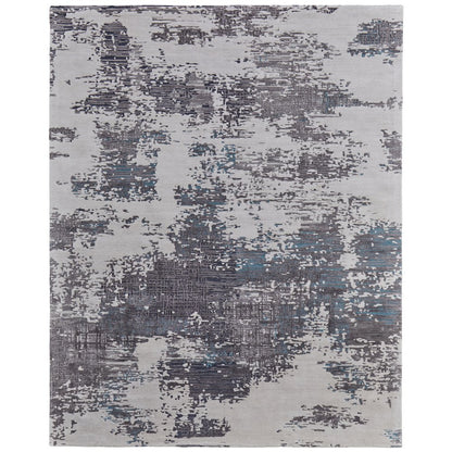 Zarah Modern Abstract, Ivory/Gray/Blue, 5' x 8' Area Rug