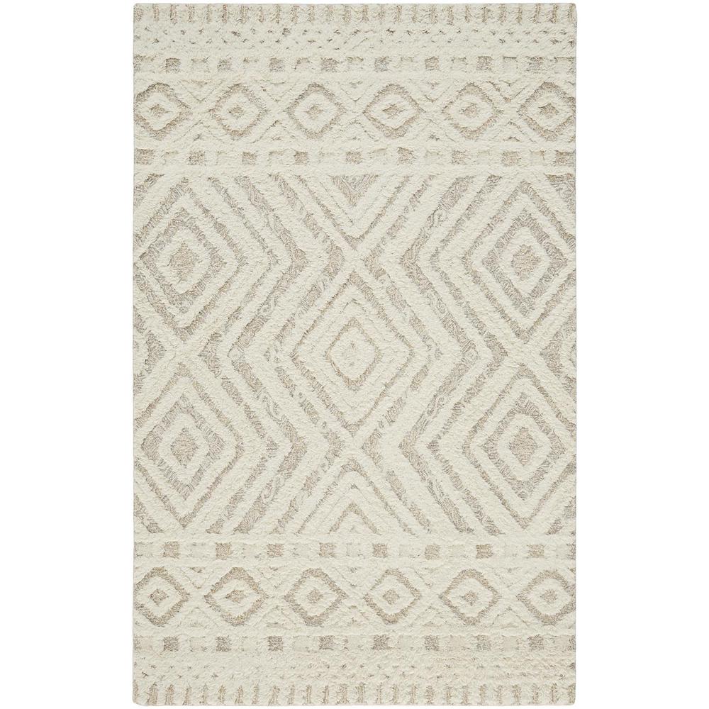 Anica Moroccan Wool Rug w/Diamonds, Ivory/Natrual Tan, 8ft x 10ft Area Rug, ANC8010FBGE000F00