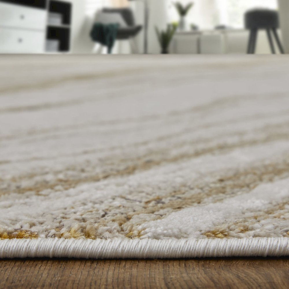 Aura Modern Abstract, Ivory/Taupe/Gold, 9'-2" x 12' Area Rug