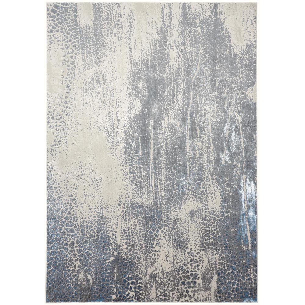 Azure Modern Metallic Watercolor Area Rug, Teal/Gray/Beige, 6ft-7in x 9ft-6in, AZR3401FGRYBLUF05