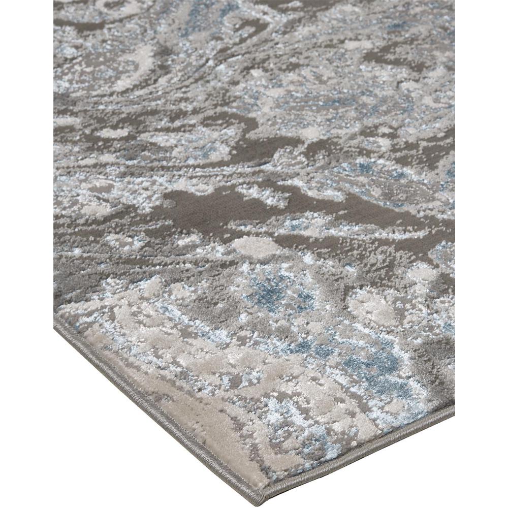 Azure Modern Metallic Oil Slick Area Rug, Silver Gray/Teal, 6ft-7in x 9ft-6in, AZR3405FSLVBLUF05