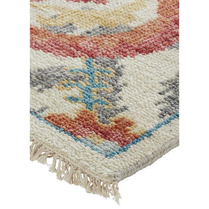 Beall Luxury Wool Rug, Ornamental Ikat, Red Orange, 5ft-6in x 8ft-6in Area Rug, BEA6712FRST000E50