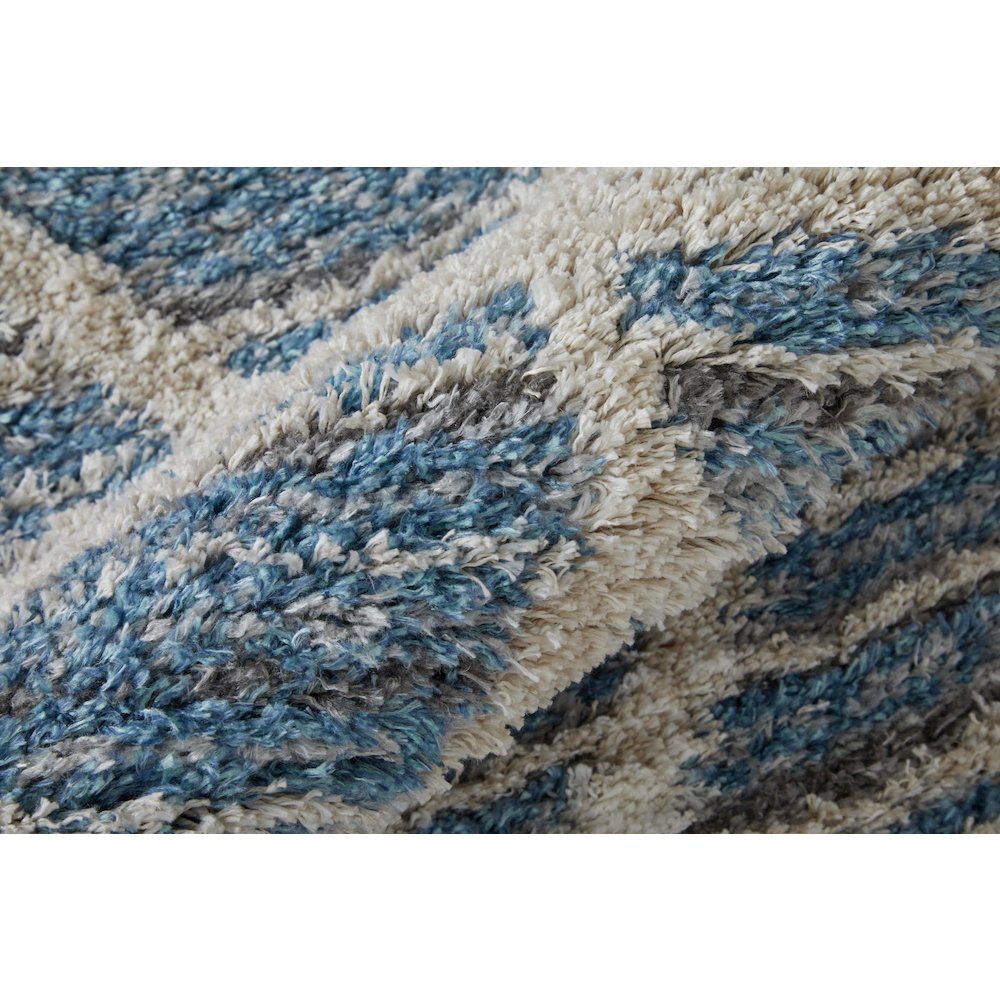 Mynka Transitional Diamond, Blue/Ivory, 9' x 12' Area Rug