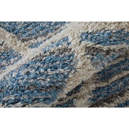 Mynka Transitional Diamond, Blue/Ivory, 9' x 12' Area Rug