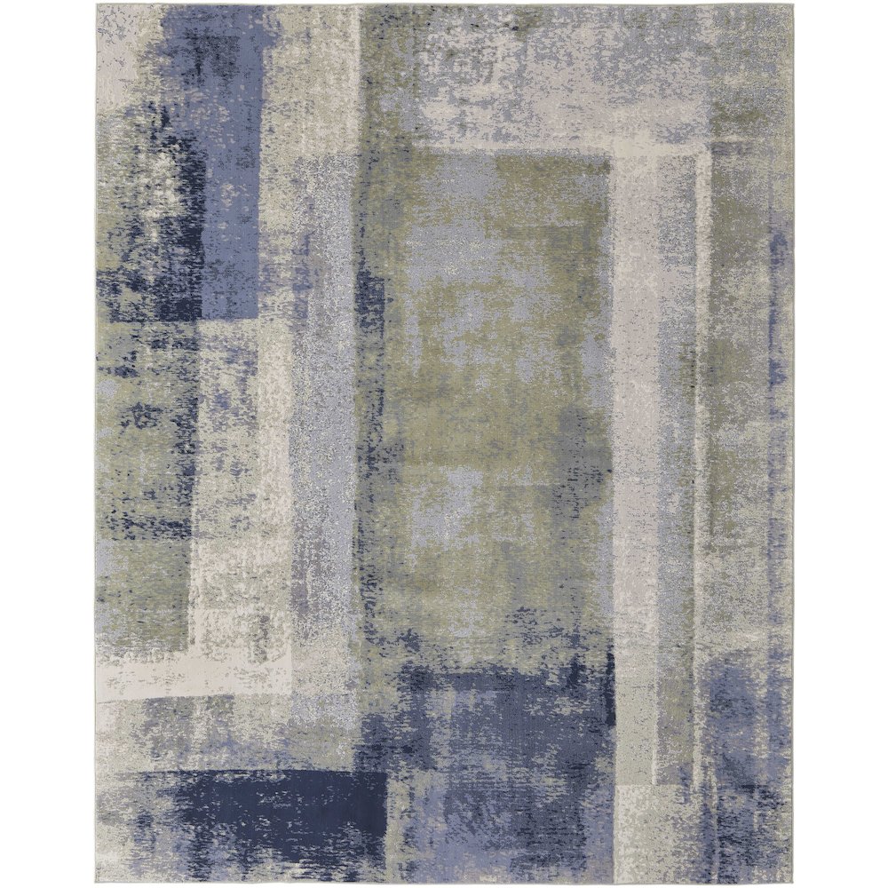 Clio Modern Abstract, Blue/Green/Ivory, 3'-10" x 6' Accent Rug