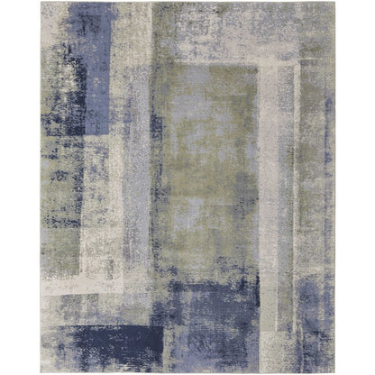 Clio Modern Abstract, Blue/Green/Ivory, 3'-10" x 6' Accent Rug