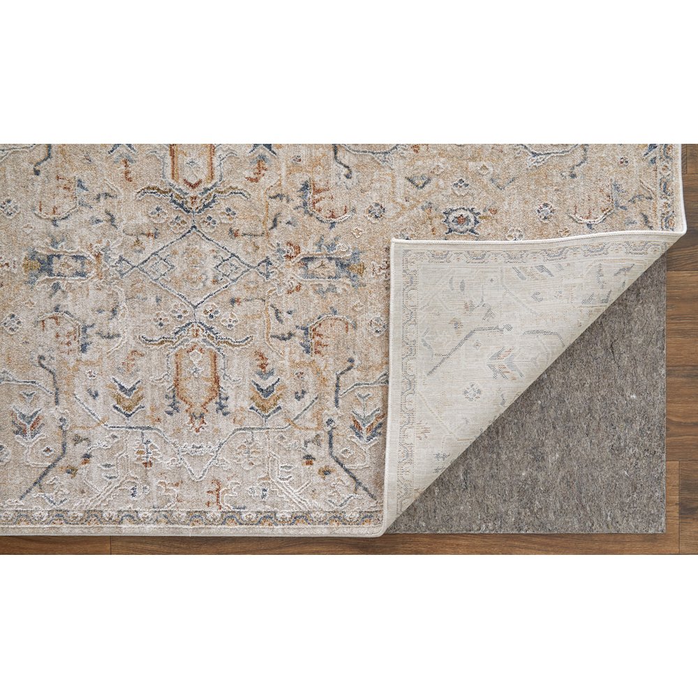 Pasha Transitional Distressed, Taupe/Ivory/Blue, 6'-7" x 9'-6" Area Rug