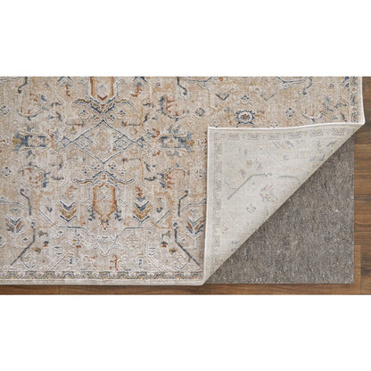 Pasha Transitional Distressed, Taupe/Ivory/Blue, 6'-7" x 9'-6" Area Rug