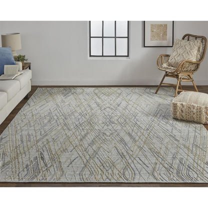 Elias Abstract Diamond Area Rug, High/Low, Oyster Gray/Taos Taupe, 8ft x 10ft, ELS6589FBLU000F00