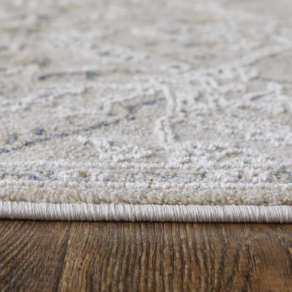 Pasha Transitional Distressed, Taupe/Ivory/Blue, 6'-7" x 9'-6" Area Rug