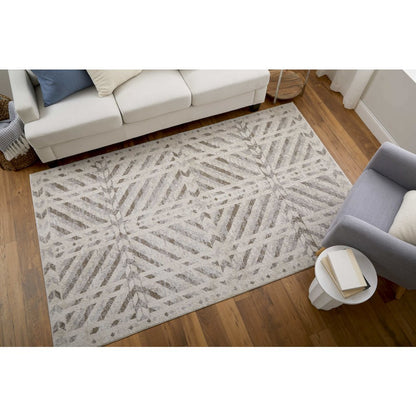 Vancouver Modern Geometric, Ivory/Tan/Brown, 4' x 6' Accent Rug