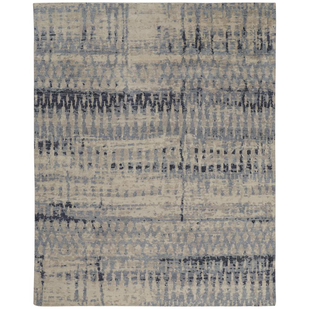 Palomar Hand Knot Abstract Area Rug, Light Beige/Denim Blue, 8x6in x 11x6in, PAL6631FBLU000G50