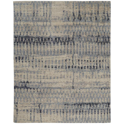 Palomar Hand Knot Abstract Area Rug, Light Beige/Denim Blue, 8x6in x 11x6in, PAL6631FBLU000G50