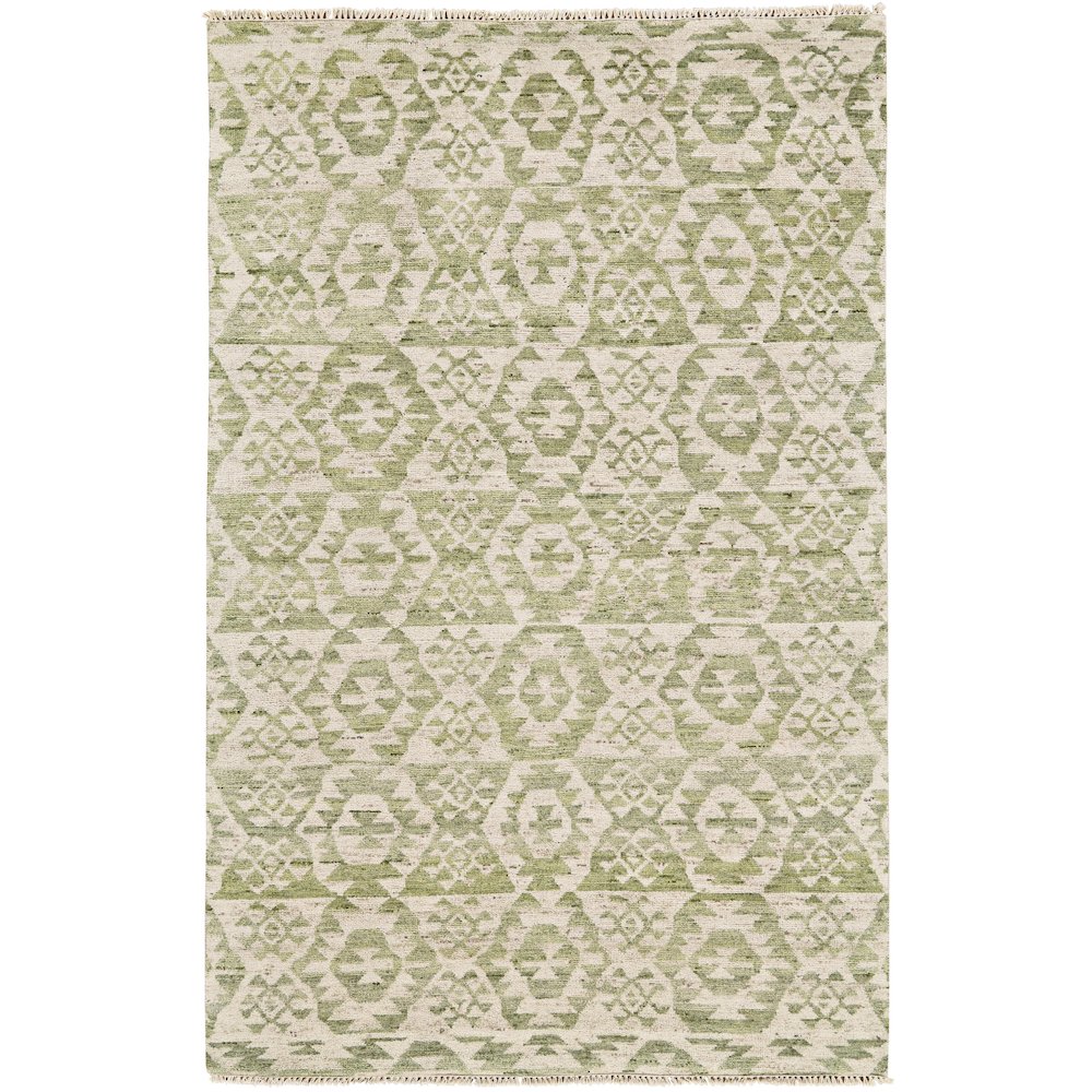 Nizhoni Transitional Southwestern, Green/Ivory, 5'-6" x 8'-6" Area Rug