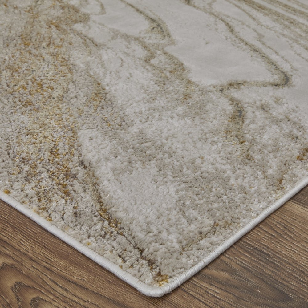 Aura Modern Abstract, Ivory/Taupe/Gold, 9'-2" x 12' Area Rug