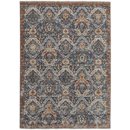Kaia Transitional Floral & Botanical, Blue/Orange/Ivory, 7'-10" x 9'-6" Area Rug