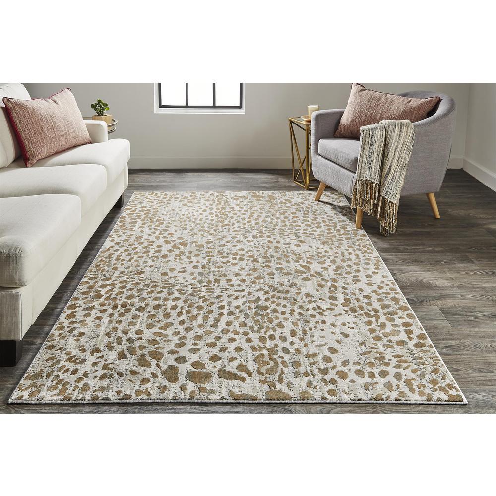 Waldor Metallic Animal Print Rug, Brown/Ivory, 6ft-7in x 9ft-6in Area Rug, 7353837FBGE000F05