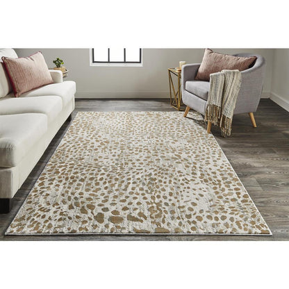 Waldor Metallic Animal Print Rug, Brown/Ivory, 6ft-7in x 9ft-6in Area Rug, 7353837FBGE000F05