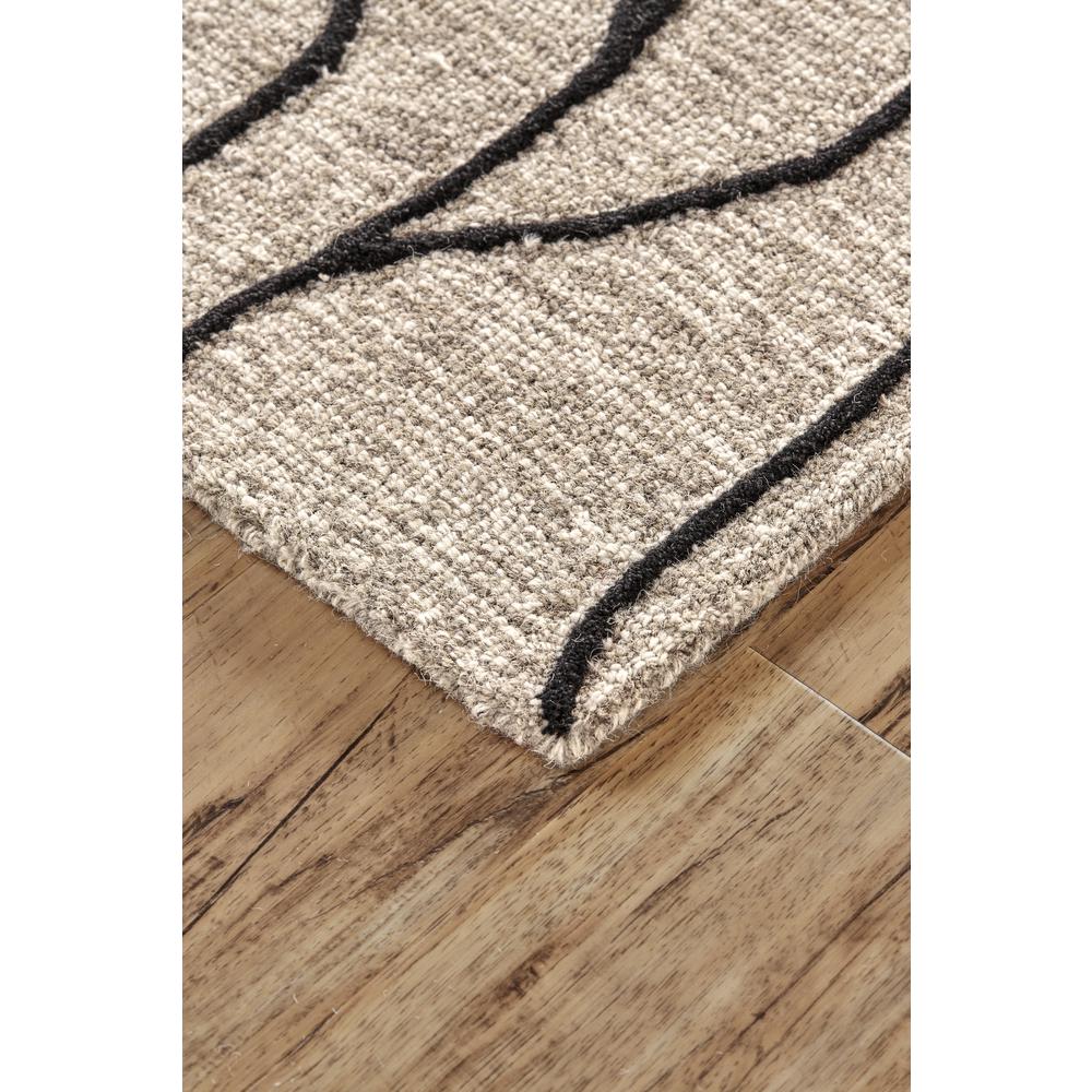 Enzo Minimalist Abstract Wool Area Rug, Warm Taupe/Black, 9ft-6in x 13ft-6in, 7428734FBLKTPEH50