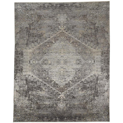 Sarrant Vintage Space-Dyed Rug, Fog Gray/Pewter, 7ft - 10in x 9ft - 10in Area Rug, 9193963FSMK000F71