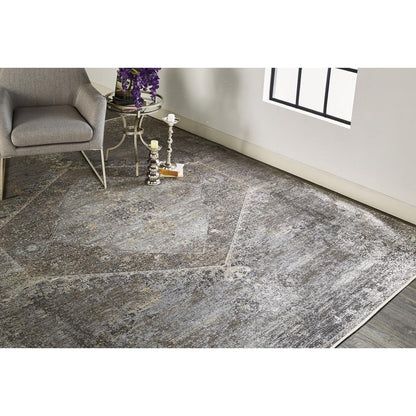 Sarrant Vintage Space-Dyed Rug, Fog Gray/Pewter, 7ft - 10in x 9ft - 10in Area Rug, 9193963FSMK000F71