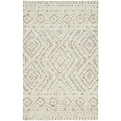 Anica Moroccan Wool Rug w/Diamonds, Ivory/Natrual Tan, 9ft x 12ft Area Rug, ANC8010FBGE000G00