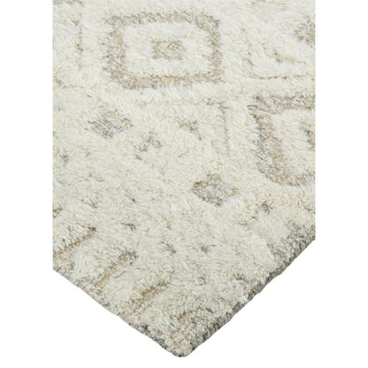 Anica Moroccan Wool Rug w/Diamonds, Ivory/Natrual Tan, 9ft x 12ft Area Rug, ANC8010FBGE000G00