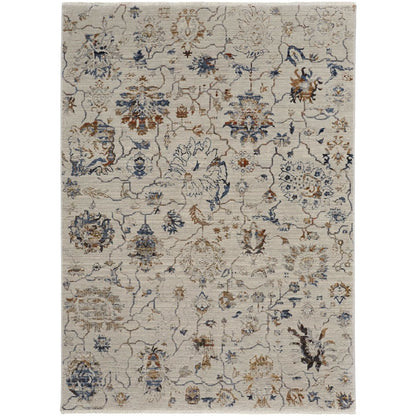 Kaia Transitional Floral & Botanical, Ivory/Orange/Blue, 7'-10" x 9'-6" Area Rug